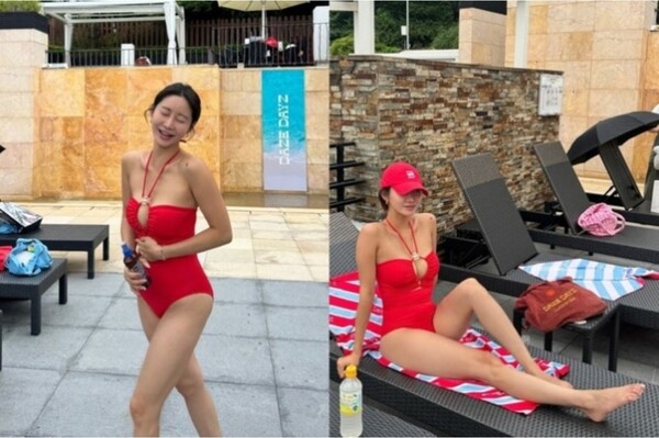 한그루, '뻥 뚫린' 수영복으로 뽐낸 파격 섹시미…운동으로 다져진 '글래머 몸매' 감탄